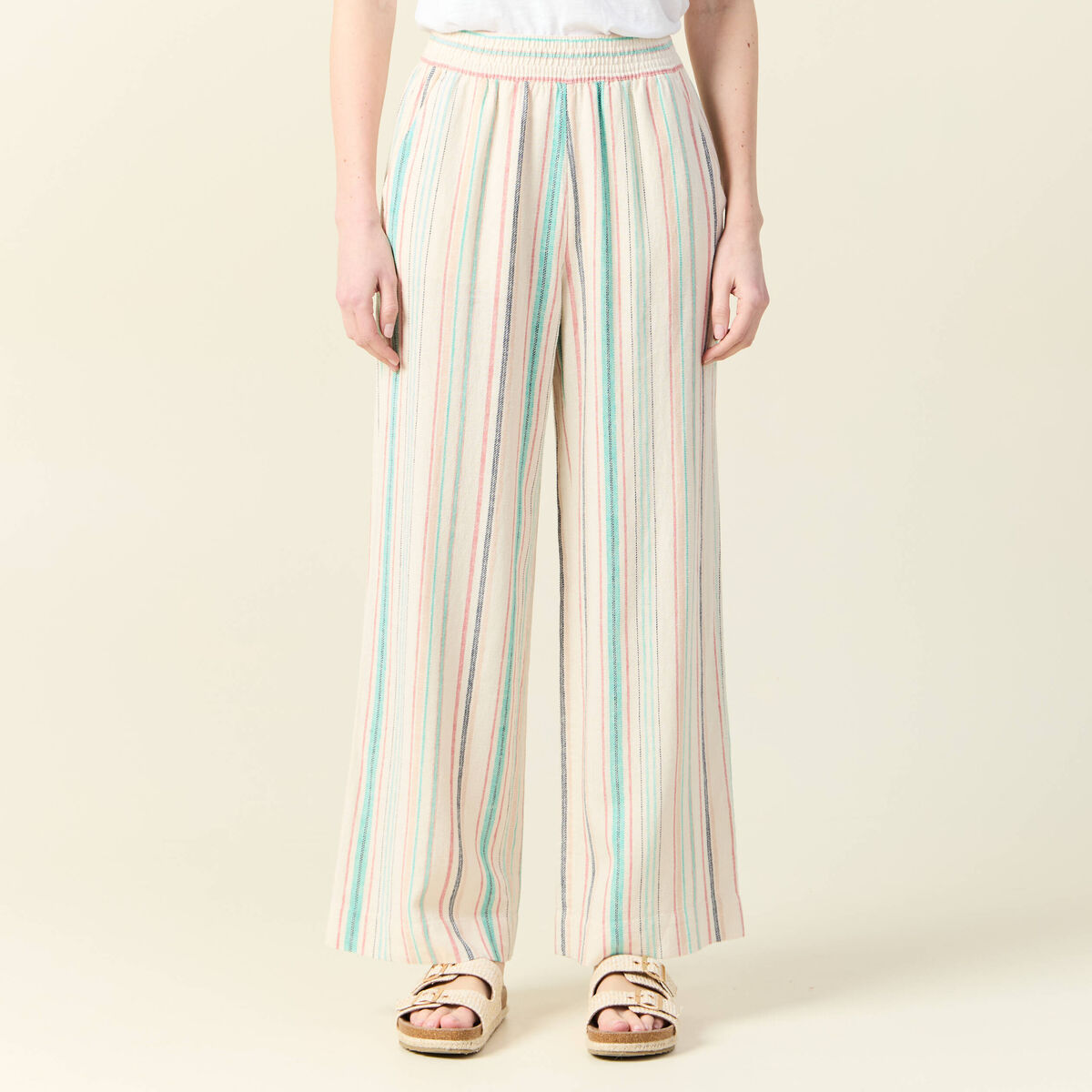 Pantalon large fluide blanc femme