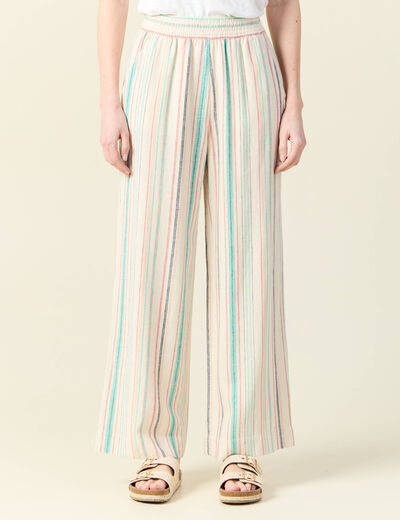 Pantalon large fluide blanc femme