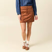Mini-jupe droite doubl&eacute;e marron clair femme