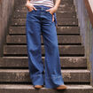 Jeans loose taille haute en coton denim used femme