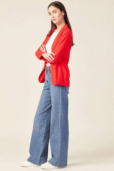 Veste blazer droite rouge femme