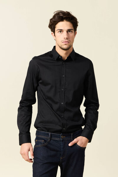 Chemise manches longues noir homme