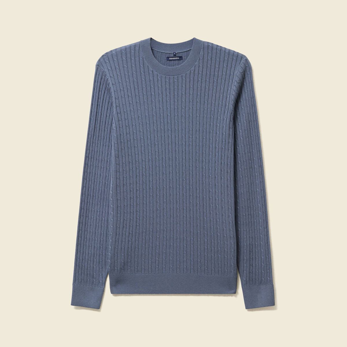 Pull col rond bleu gris homme