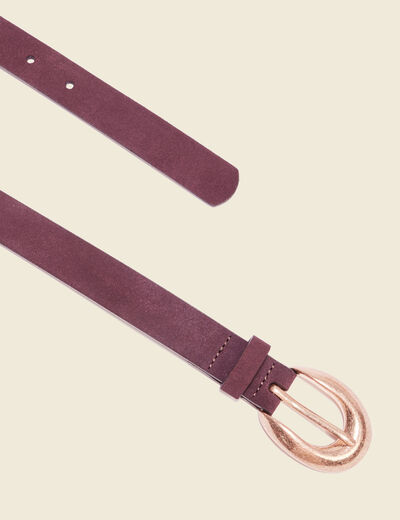 Ceinture suédine en cuir bordeaux femme