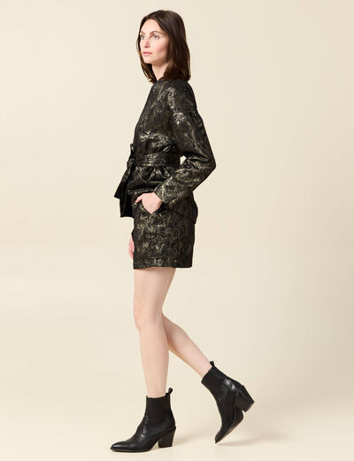 Kimono oversize manches longues ceinture couleur or femme