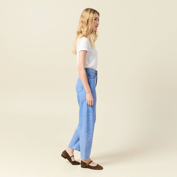 Jeans slouchy 7/8ème denim baby bleu femme