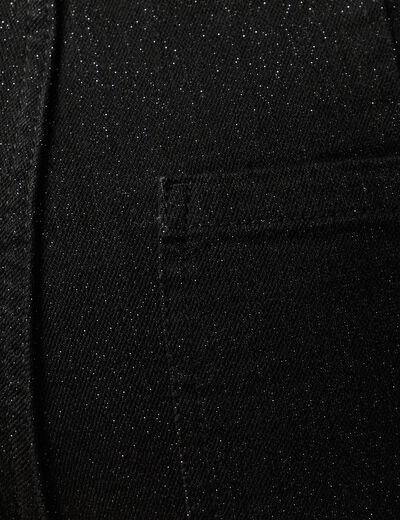 Jeans large taille haute denim noir femme