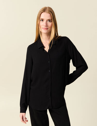 Chemise manches longues fluide noir femme