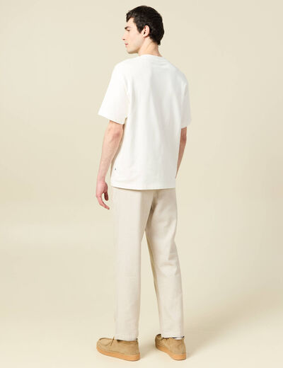 T-shirt ample col rond coton ecru homme