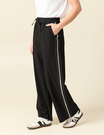 Pantalon taille haute fluide noir femme