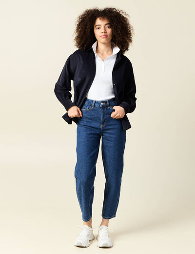 Jeans barrel slouchy taille haute 7/8ème denim brut femme