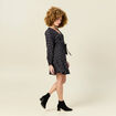 Robe droite courte col v manches longues noir femme