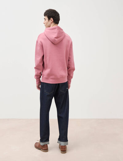 Sweat &agrave; capuche vieux rose homme