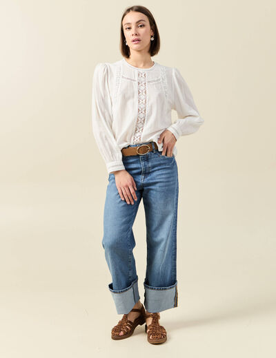Blouse manches longues blanc femme