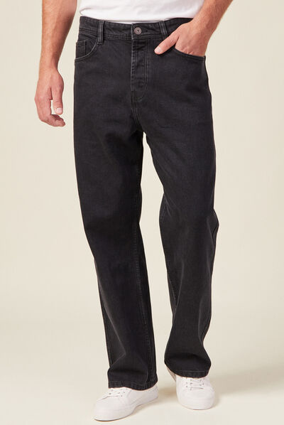 Jeans loose 5 poches denim noir homme