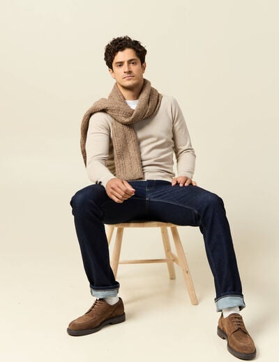 Pull manches longues sable homme