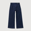 Jeans large cropped taille haute ray&eacute; denim brut femme