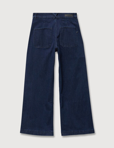 Jeans large cropped taille haute ray&eacute; denim brut femme