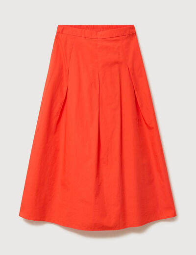 Jupe longue &eacute;vas&eacute;e en coton ray&eacute; orange fonc&eacute; femme