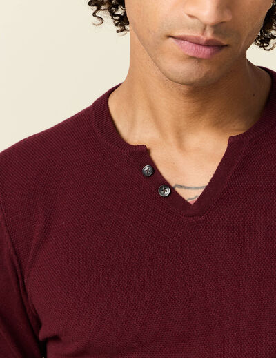 Pull manches longues rouge foncé homme