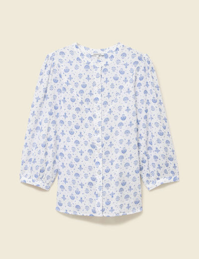Chemise &agrave; manches longues bleu femme