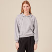 Sweat col camionneur boutonn&eacute; gris femme