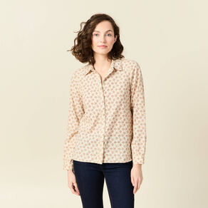 Chemise manches longues creme femme