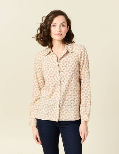 Chemise manches longues creme femme
