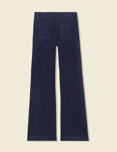 Jeans flare à pont denim brut femme