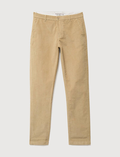 Pantalon straight velours longueur 32 beige homme