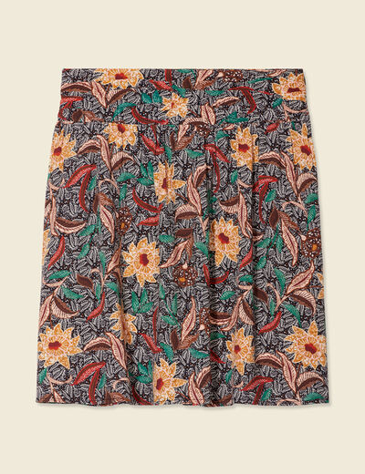 Jupe droite taille élastiquée noir femme