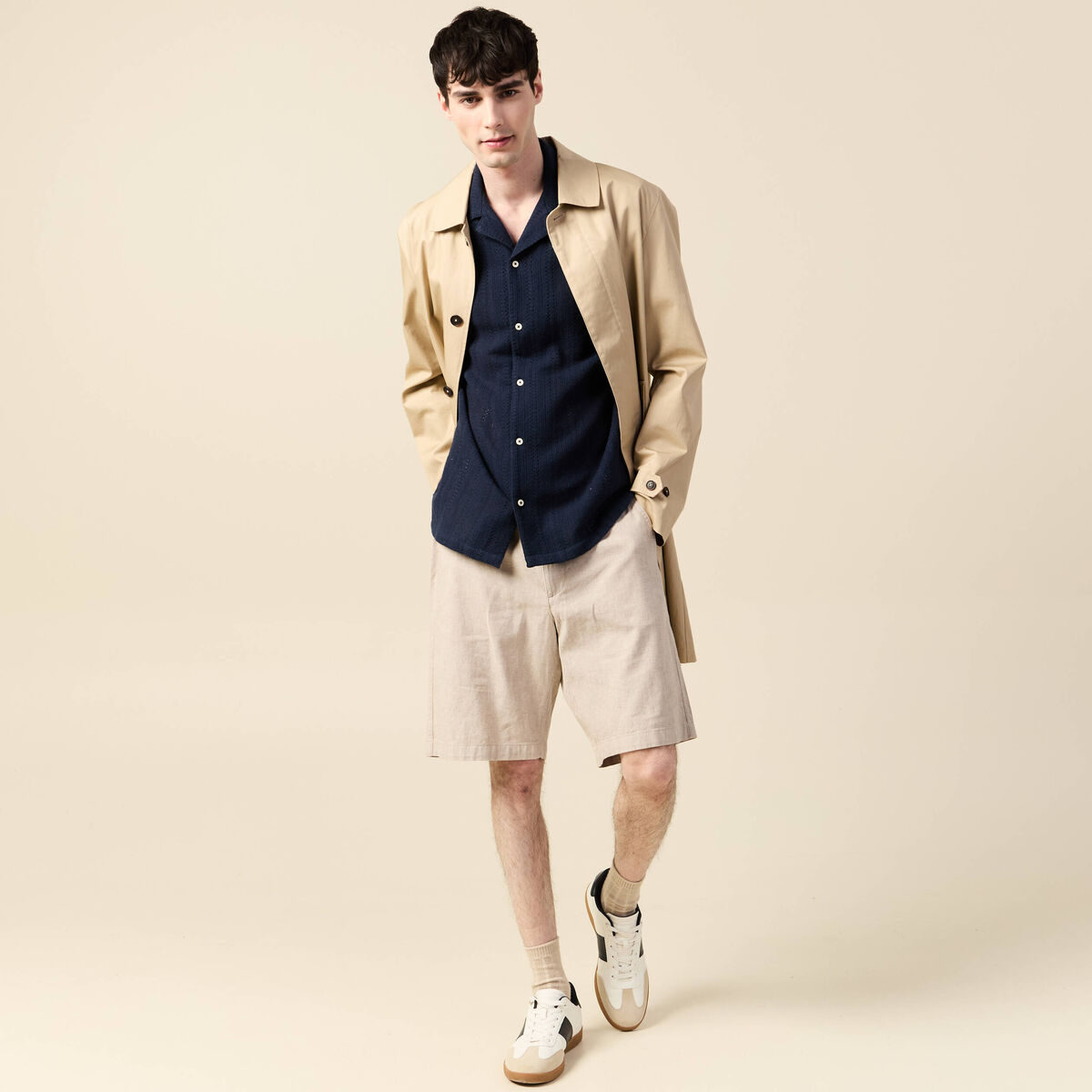 Chemise manches courtes bleu marine homme