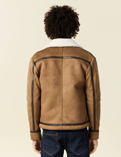 Blouson suédine col aviateur marron homme