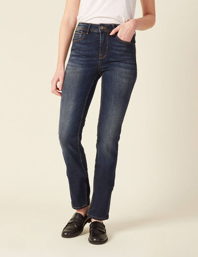 Jeans regular taille haute denim brut femme