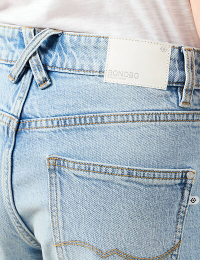Jeans droit 7/8ème denim bleach femme