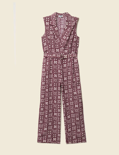 Combinaison salopette sans manches bordeaux femme
