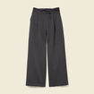 Pantalon large ceinture tissu fluide gris femme