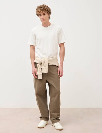 Pantalon coupe large taupe homme