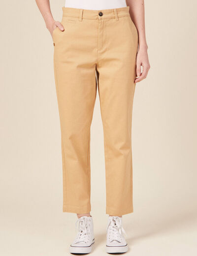 Pantalon chino fluide beige femme