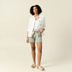 Short boyfriend ceintur&eacute; jean vert kaki femme