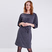 Robe droite ceintur&eacute;e gris fonc&eacute; femme