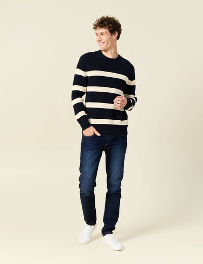 Pull manches longues bleu foncé homme