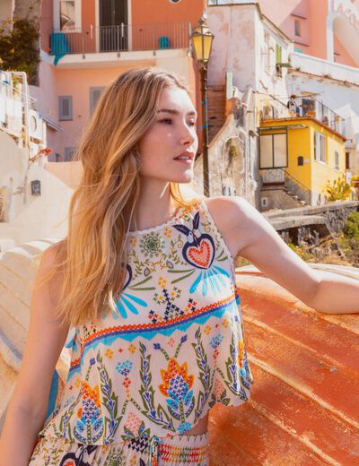 Blouse sans manches blanc femme