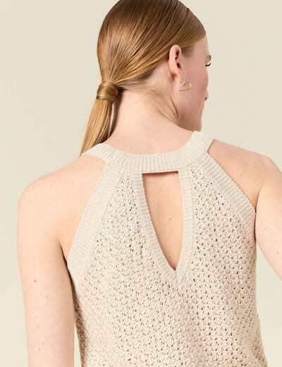 Débardeur tricot ajouré creme femme