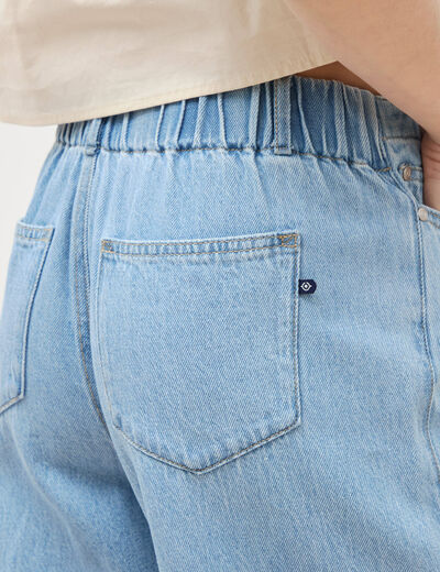 Jeans large taille standard en coton denim bleach femme