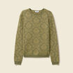 Pull manches longues col rond vert kaki femme