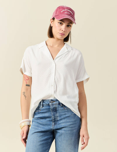 Chemise manches courtes ecru femme