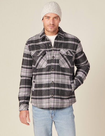 Surchemise &agrave; carreaux col classique parme homme