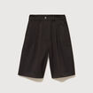 Bermuda large taille haute marron fonc&eacute; femme