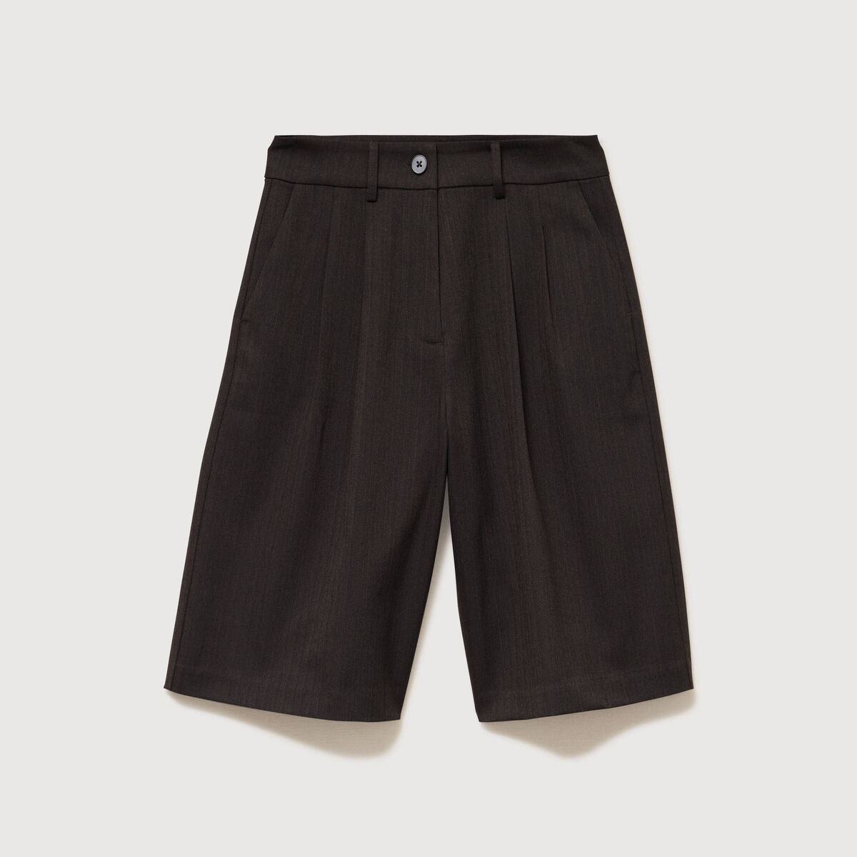 Bermuda large taille haute marron fonc&eacute; femme